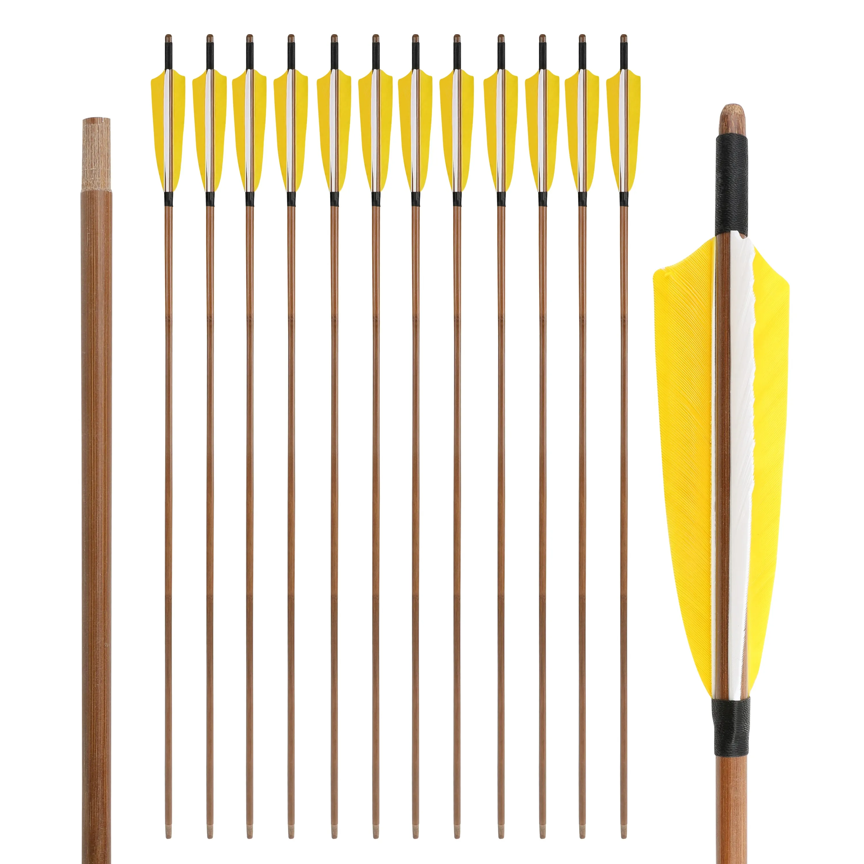 🎯Archery Handmade Traditional Bamboo Arrow for Longbow Bow Shooting Hunting