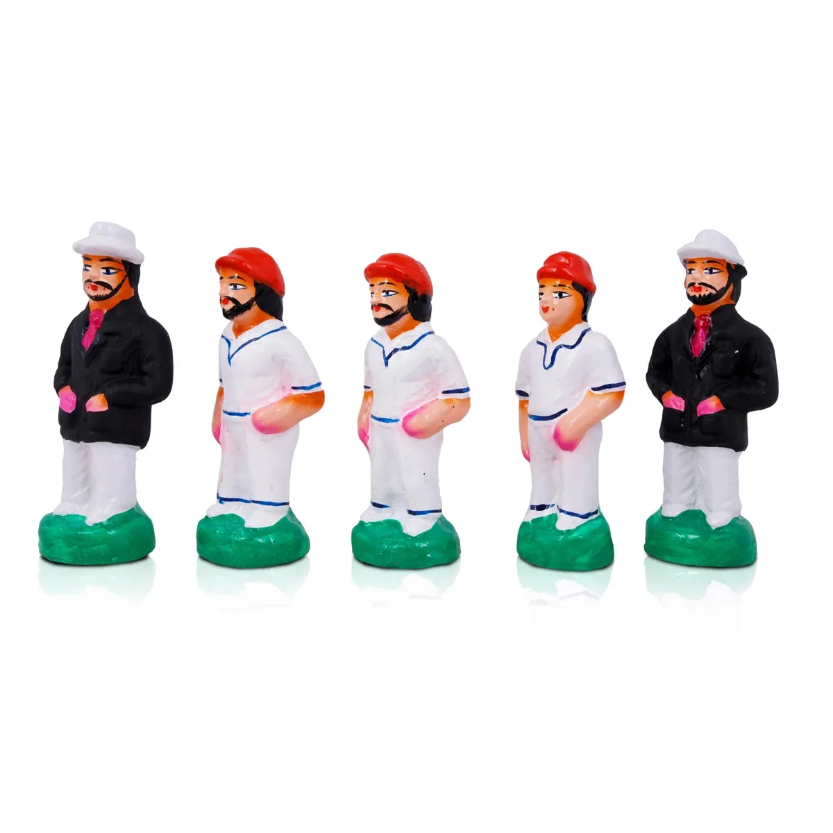 Cricket Clay Golu Bommai Set - 6 x 2 Inches | Giri Golu Doll/ Navaratri Golu Bomma/Gombe/Bommai