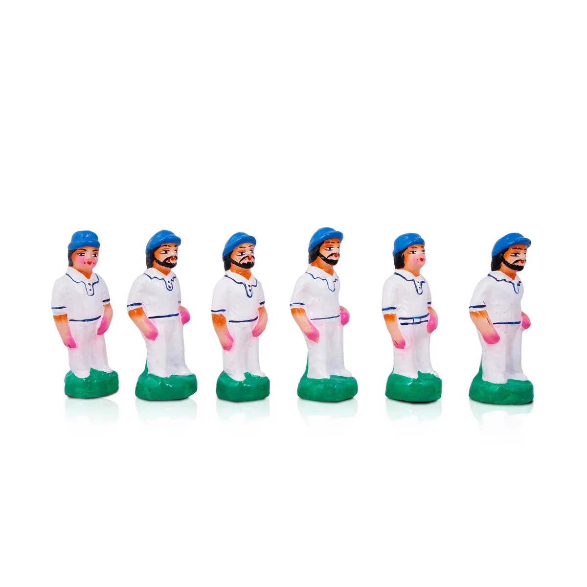 Cricket Clay Golu Bommai Set - 6 x 2 Inches | Giri Golu Doll/ Navaratri Golu Bomma/Gombe/Bommai