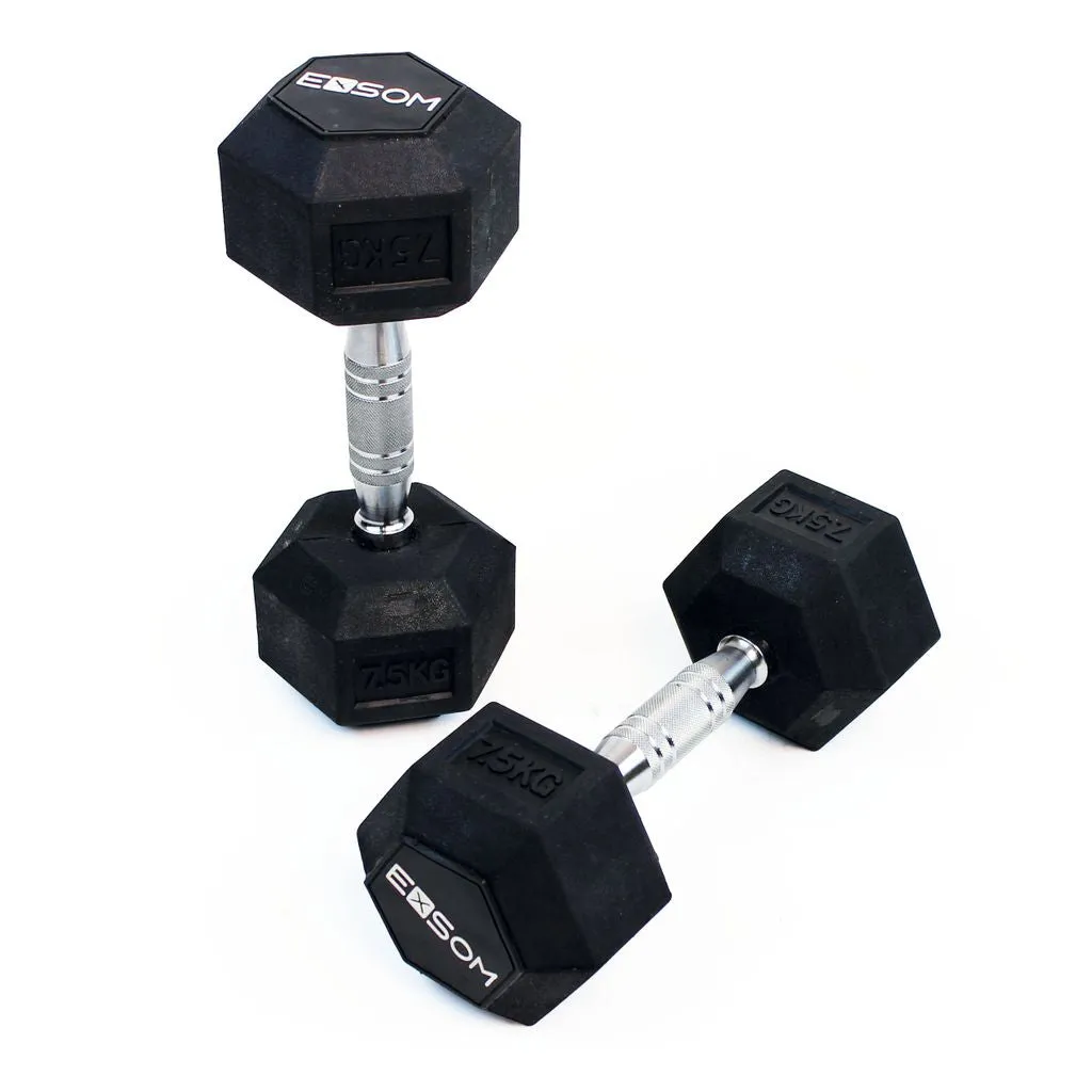 EXSOM RUBBER HEX DUMBBELLS