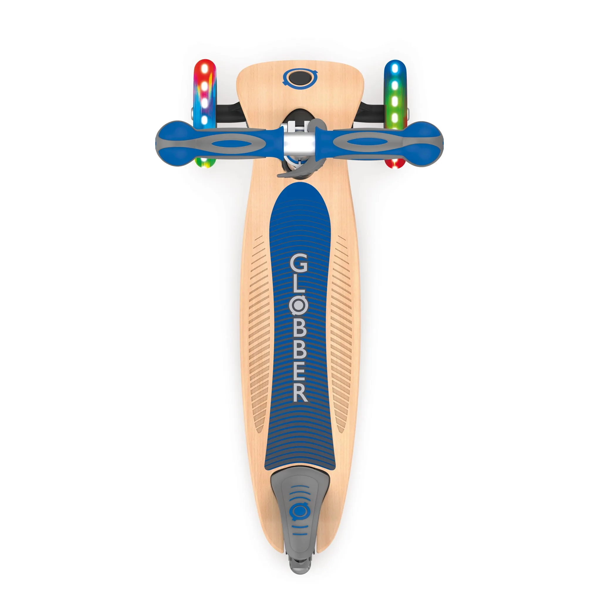 Globber Primo Foldable Wood Lights Scooter - Navy Blue (3y - 7y)