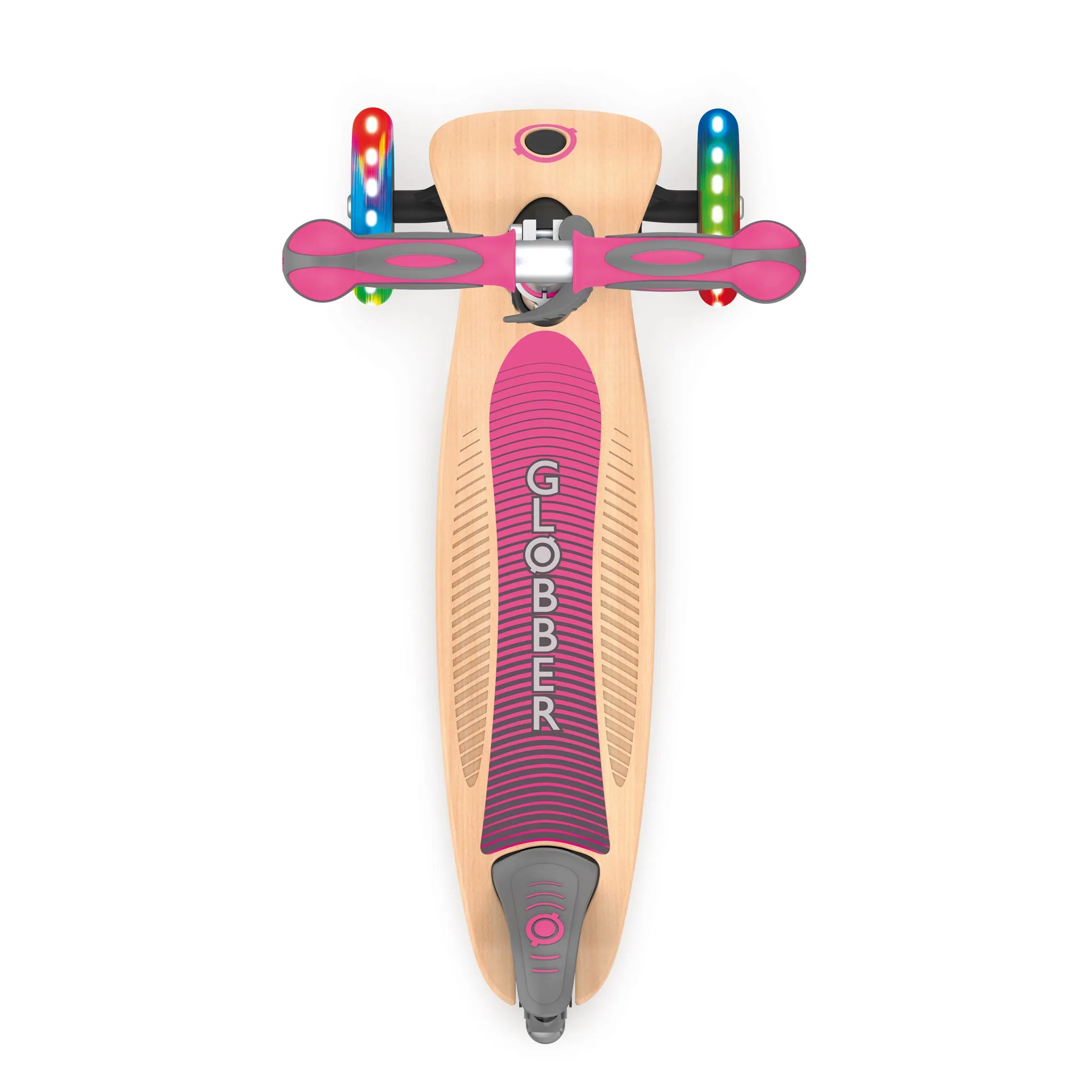 Globber Primo Foldable Wood Lights Scooter - Pink (3y - 7y)