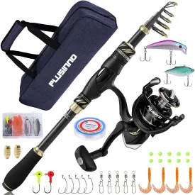 PLUSINNO Eagle Hunting Ⅸ Telescopic Fishing Rods and Reel Combos with Carrier Case