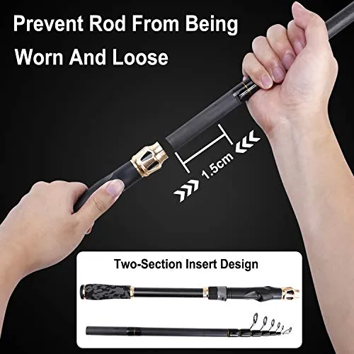 PLUSINNO Fishing Rod and Reel Combo,Fishing Pole,Telescopic Fishing Rod Kit with Spinning Reel, Telescopic Fishing Pole with Carrier Bag for Freshwater Saltwater for Men Women