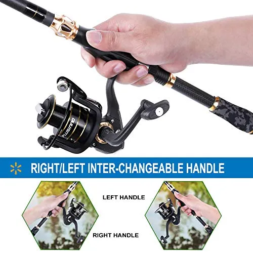 PLUSINNO Fishing Rod and Reel Combo,Fishing Pole,Telescopic Fishing Rod Kit with Spinning Reel, Telescopic Fishing Pole with Carrier Bag for Freshwater Saltwater for Men Women