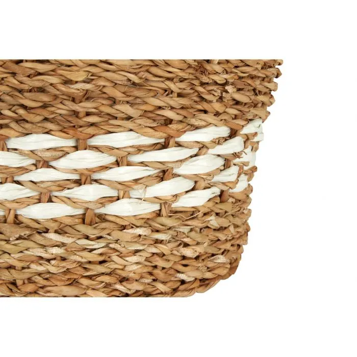 Round Seagrass Basket with White Bottom
