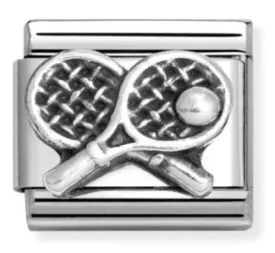 Sport - Tennis Racket Silver Oxidised Charm