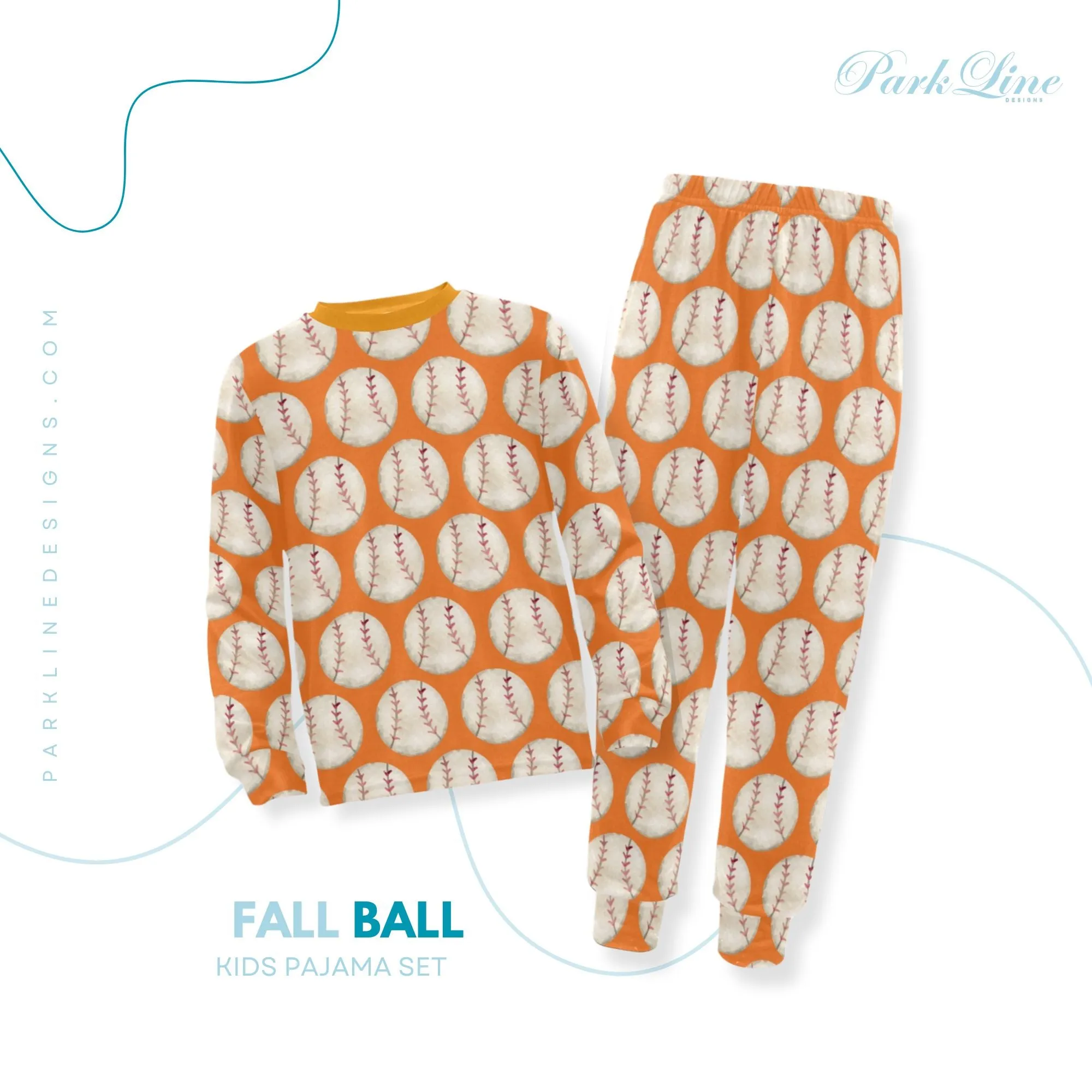 Sports Fan Boys' Pajama Set | Crew Neck Long Pajama Set with Sports Ball Pattern | Soft Long Sleeve Sleepwear for Lounging and Relaxing