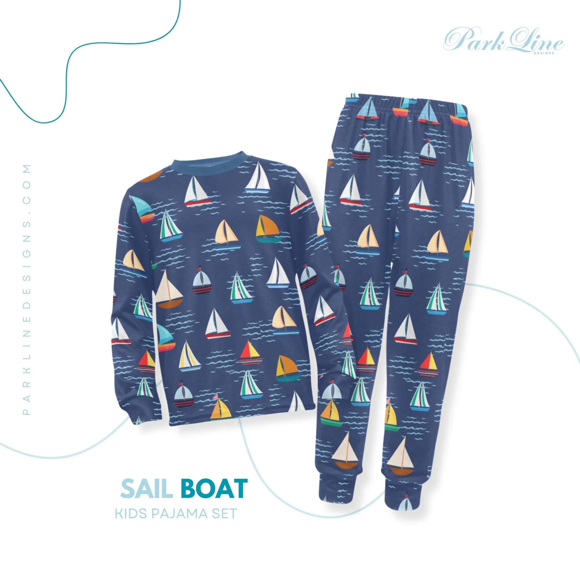 Sports Fan Boys' Pajama Set | Crew Neck Long Pajama Set with Sports Ball Pattern | Soft Long Sleeve Sleepwear for Lounging and Relaxing