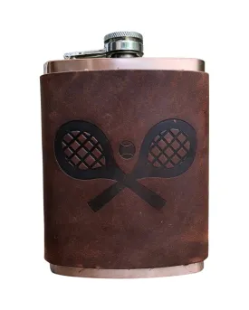 Tennis Rackets Leather Wrapped Flask