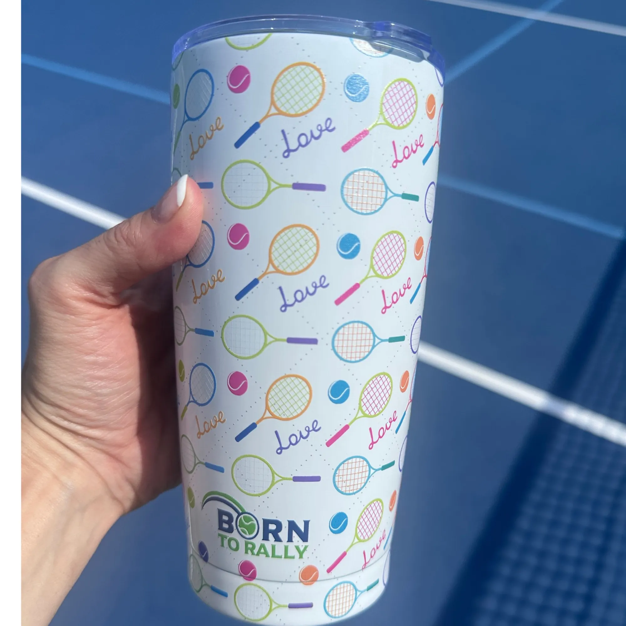 Tennis Tumbler 20oz - Love Rackets- Travel Mug Drinkware
