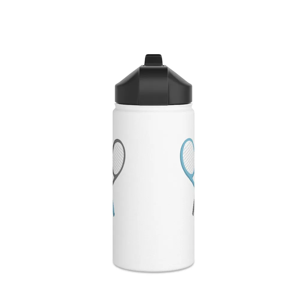 Water Bottle, 3 sizes, Stainless Steel with Sip Straw- Racket Crossing
