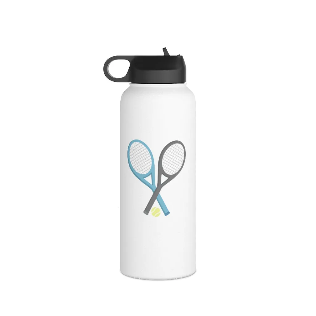 Water Bottle, 3 sizes, Stainless Steel with Sip Straw- Racket Crossing