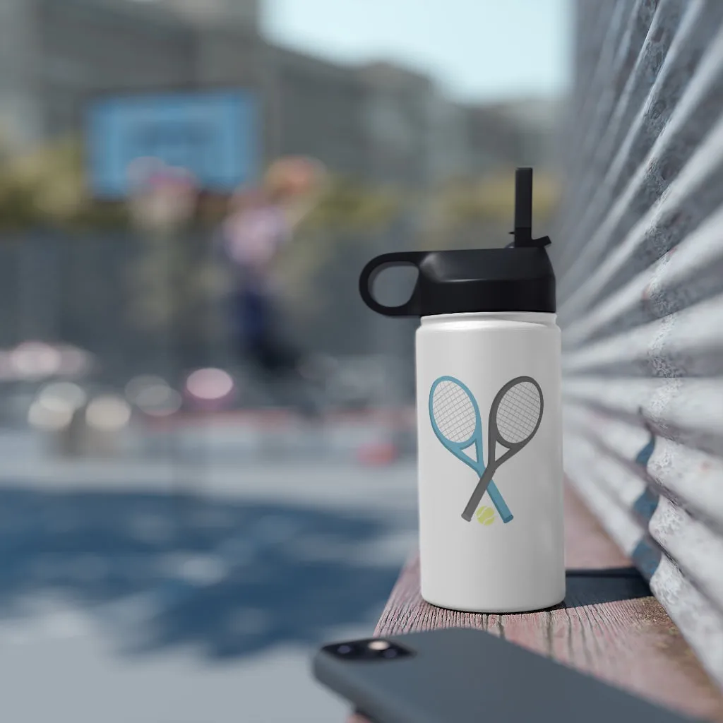 Water Bottle, 3 sizes, Stainless Steel with Sip Straw- Racket Crossing