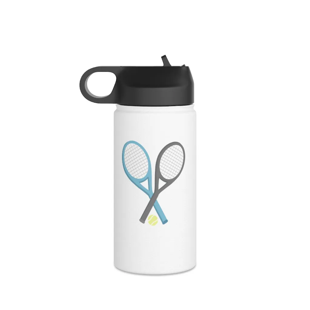 Water Bottle, 3 sizes, Stainless Steel with Sip Straw- Racket Crossing