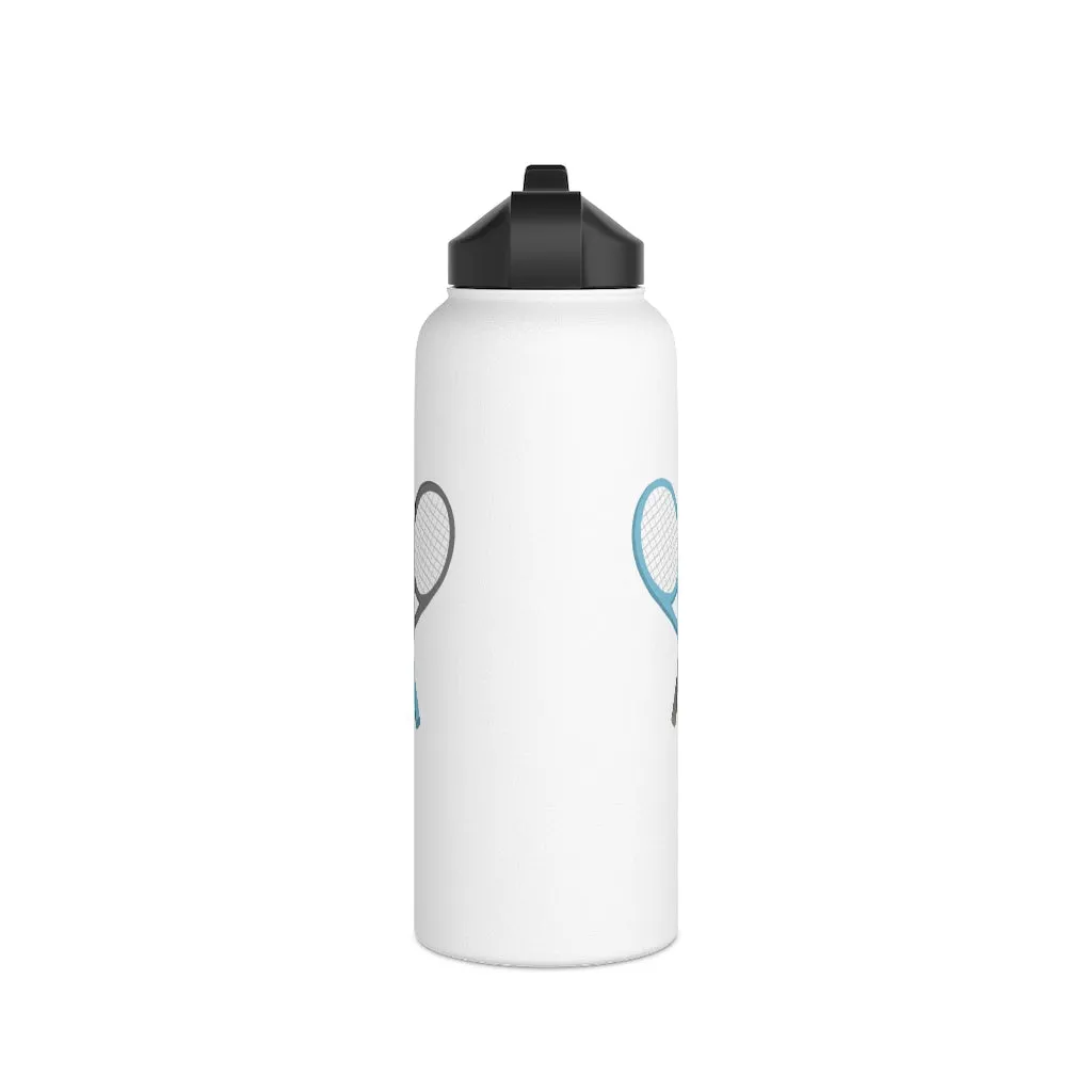 Water Bottle, 3 sizes, Stainless Steel with Sip Straw- Racket Crossing