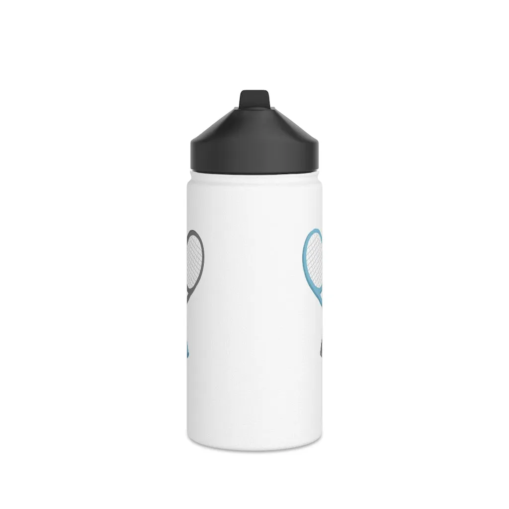 Water Bottle, 3 sizes, Stainless Steel with Sip Straw- Racket Crossing