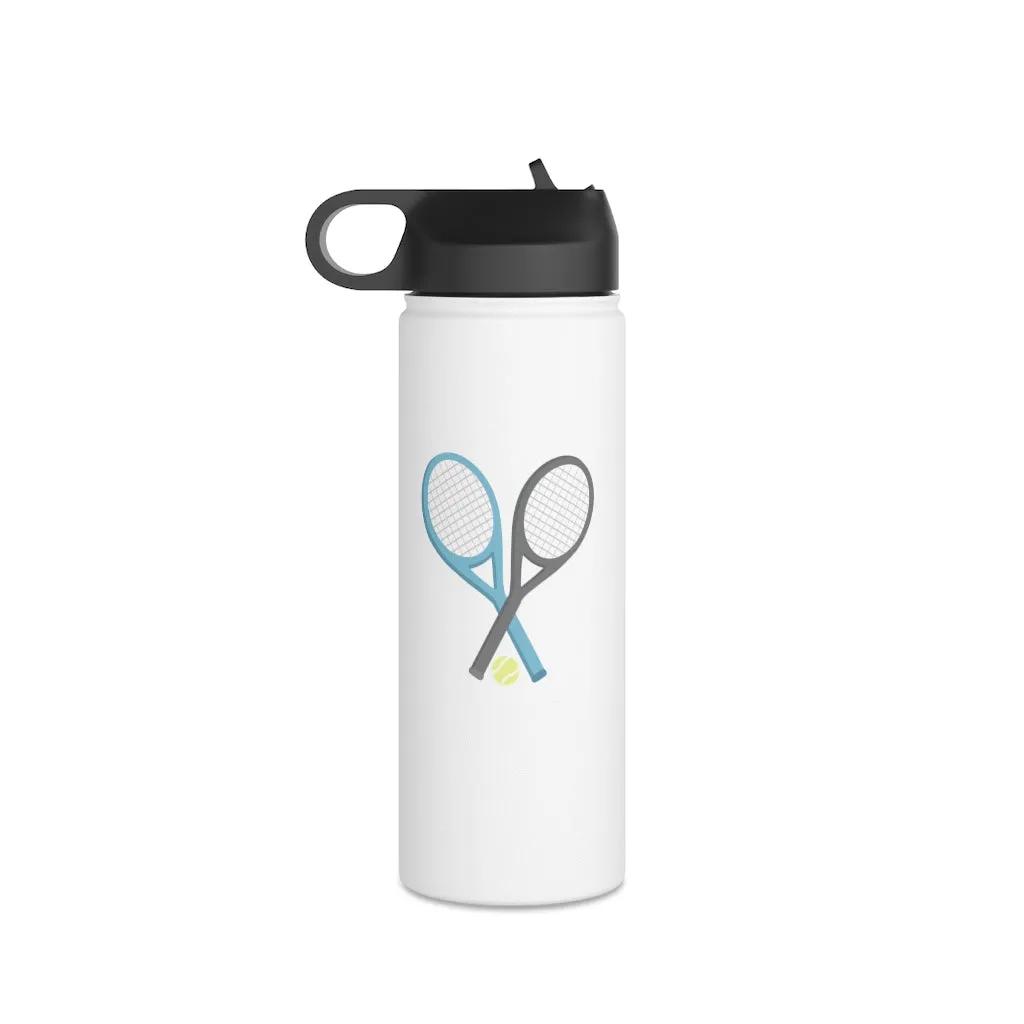Water Bottle, 3 sizes, Stainless Steel with Sip Straw- Racket Crossing