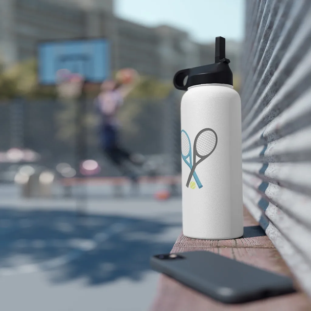 Water Bottle, 3 sizes, Stainless Steel with Sip Straw- Racket Crossing