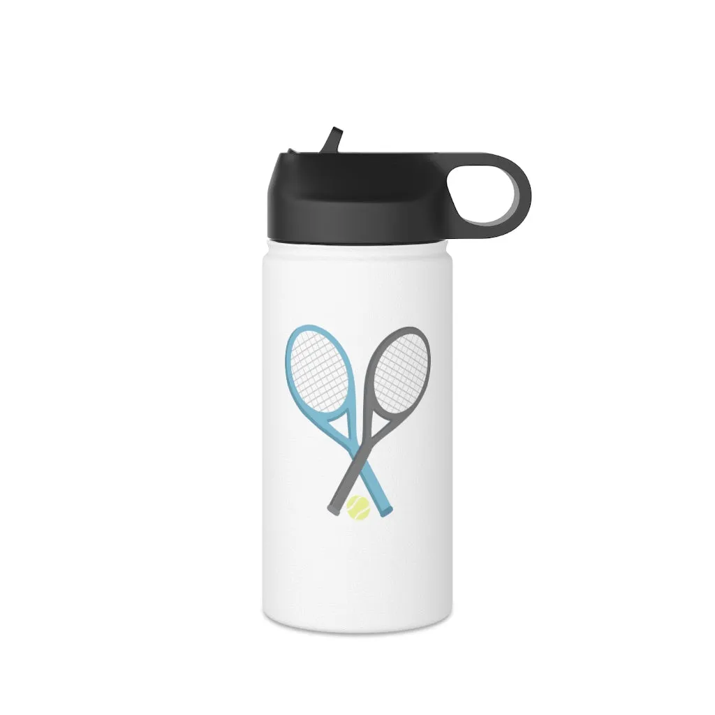 Water Bottle, 3 sizes, Stainless Steel with Sip Straw- Racket Crossing